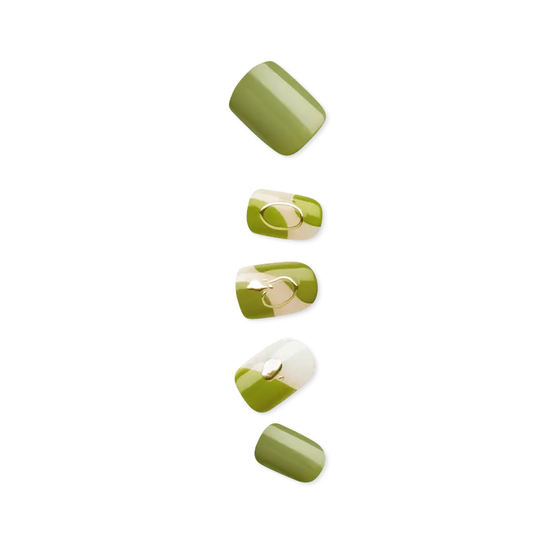 Impress Design No Glue Fake Press On Nails - Before Sunrise | Design, Green, Short, Squoval, Manicure
