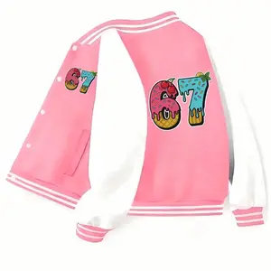 Holafish Kids Baseball Jackets Girls' Baseball Jacket with Number 67 Coat New Design Casual for Boys and Girls Regular Fit Comfortable All-Season Novelty Top Fun Quirky Winter Wear in Polyester