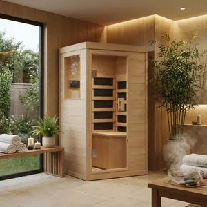 Far Infrared Sauna 1 Person Indoor Dry Sauna with Low EMF 1200W/110V Heaters Panels, Chromotherapy, MP3 Speaker, 110V  & Tempered Glass Door, Full Body for Home & Gym, 32.7 * 27.6 * 60 Inch