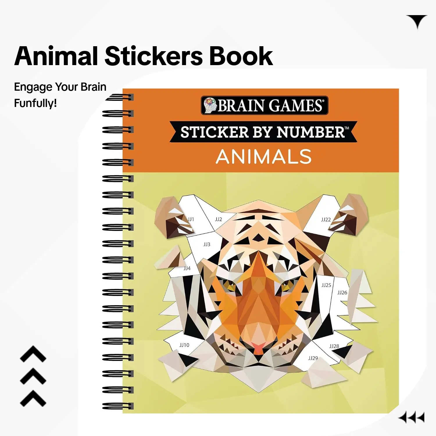 Brain Games - Sticker by Number: Animals - 2 Books in 1 (42 Images to Sticker) Spiral Binding