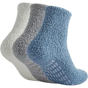 3 Pairs Women'S Plush Fluffy Winter Warm Sleep Socks - Thick Crew Socks with Strong Grip, Pastel Colors Soft Cozy Indoor/Outdoor House Shoes,Ideal for Daily Wear, Workouts, Christmas Gifts