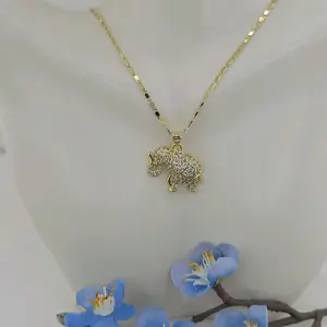 Chain and elephant pendant with 14k gold plated