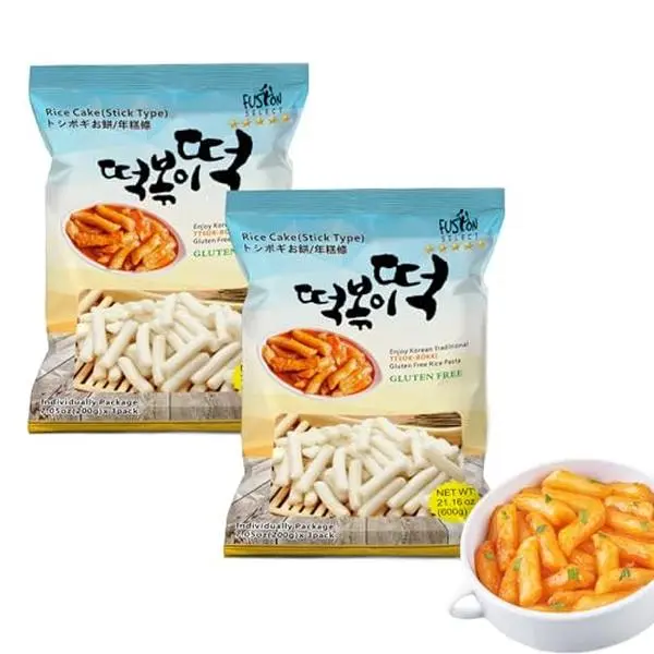 Fusion Select 2 Packs Korean Rice Cakes - Tteokbokki Stick Gluten Free 21.16oz Per Pack