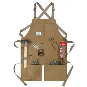 Waterproof Bibs Coffee Auto Woodworker Multifunctional Pocket Chef Adjustable American Heavy Industry Mechanic Canvas Apron