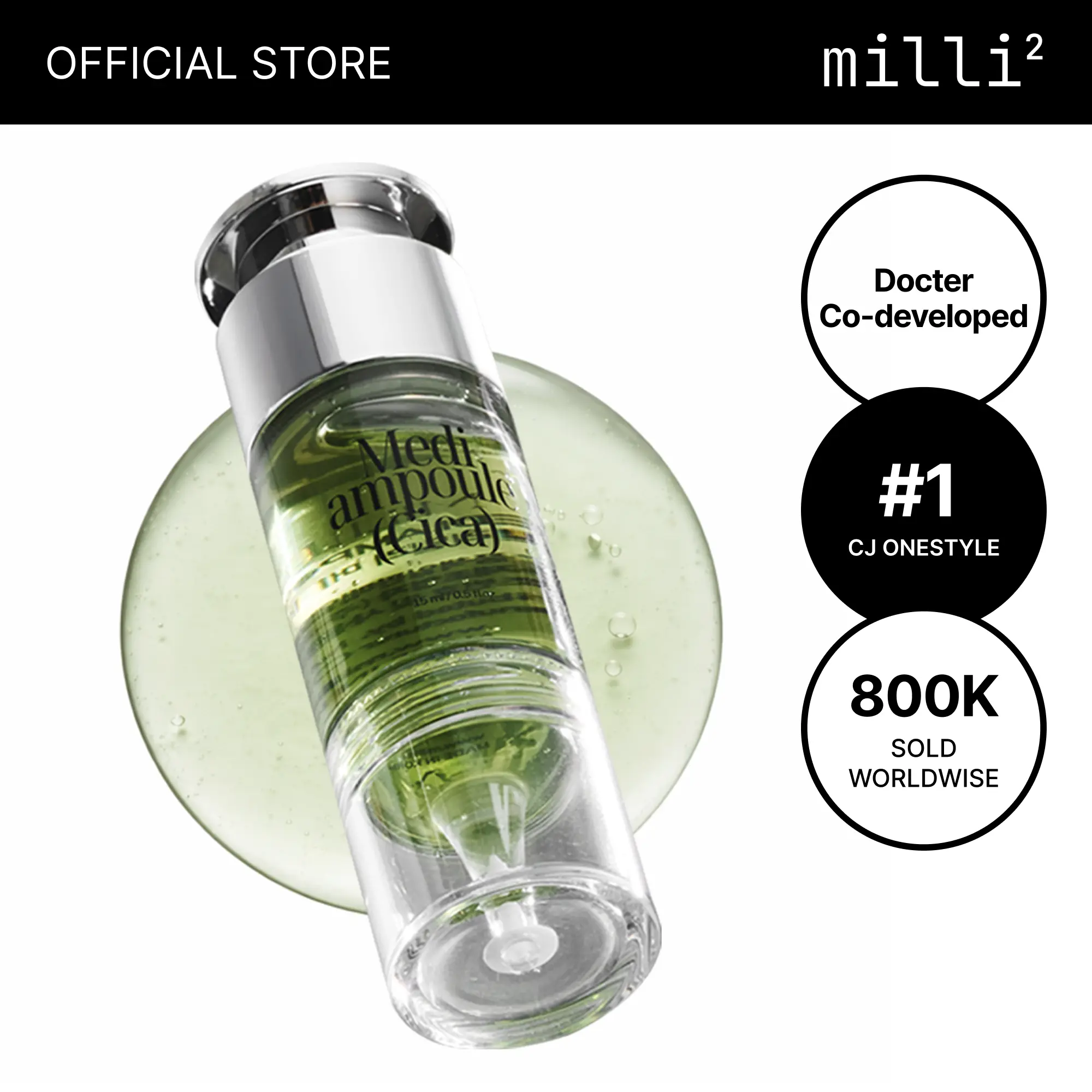 [millimilli Medi Ampoule Cica | Calming Centella Asiatica Face Serum Ampoule with TECA & Panthenol | Hydrating Serum for Sensitive, Redness-Prone Skin | Korean Skin Care