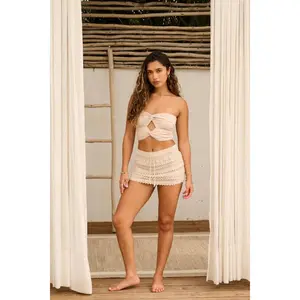 Double Twist Crop Top Beige