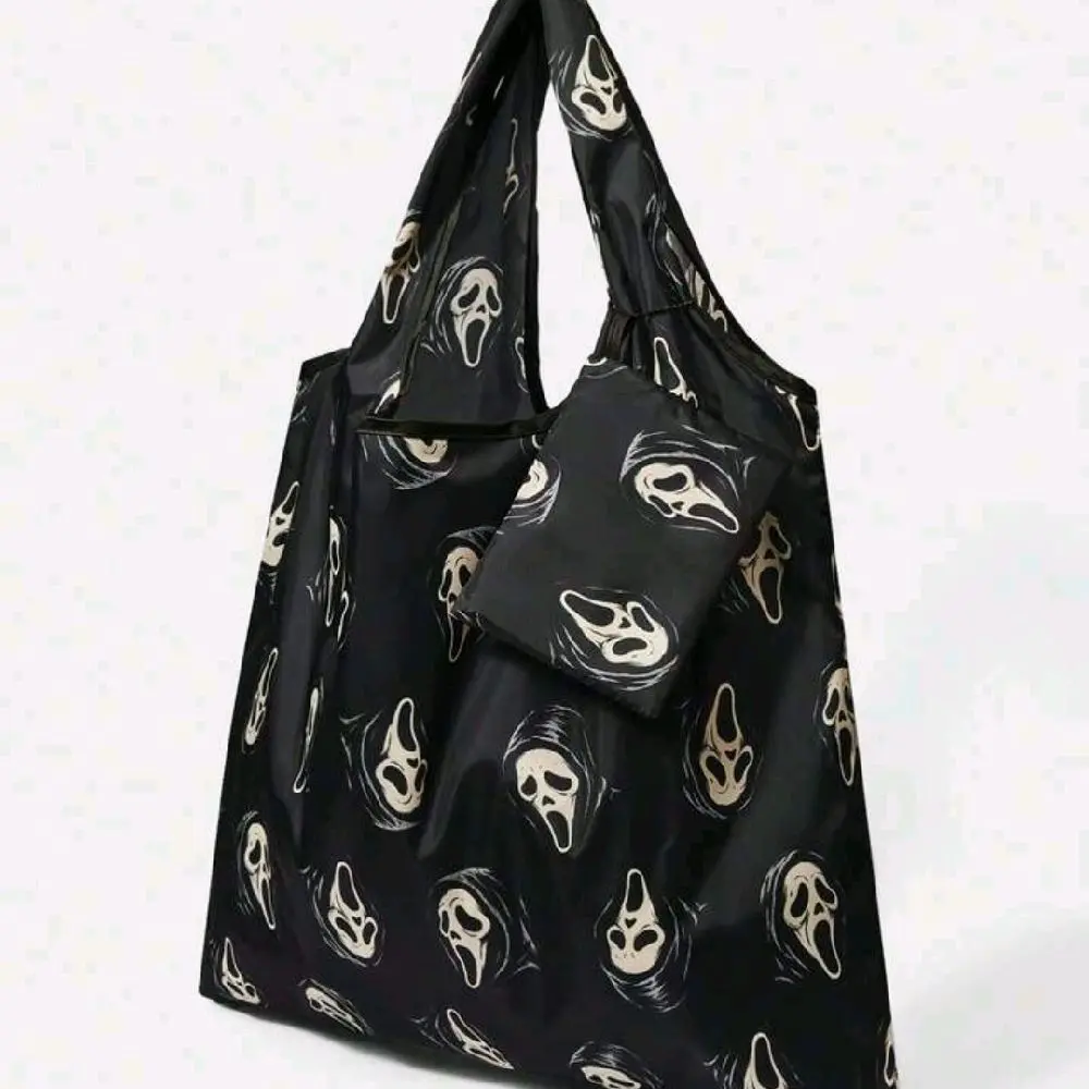 Scream Tote Bag - Black with White Ghost Faces - Large Capacity - Perfect for Shopping & Everyday Use