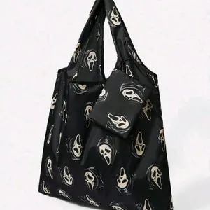 Scream Tote Bag - Black with White Ghost Faces - Large Capacity - Perfect for Shopping & Everyday Use