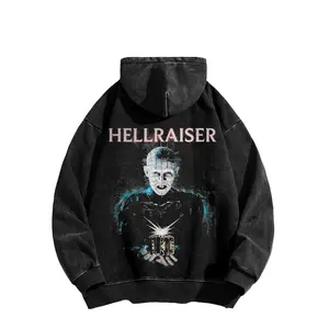 Hellraiser | Retro Thickened Vintage Hoodie, American Washed Style Themed Hoodie, Made in the USA | Premium 100% Cotton Streetwear Hoodie | Loose Fit