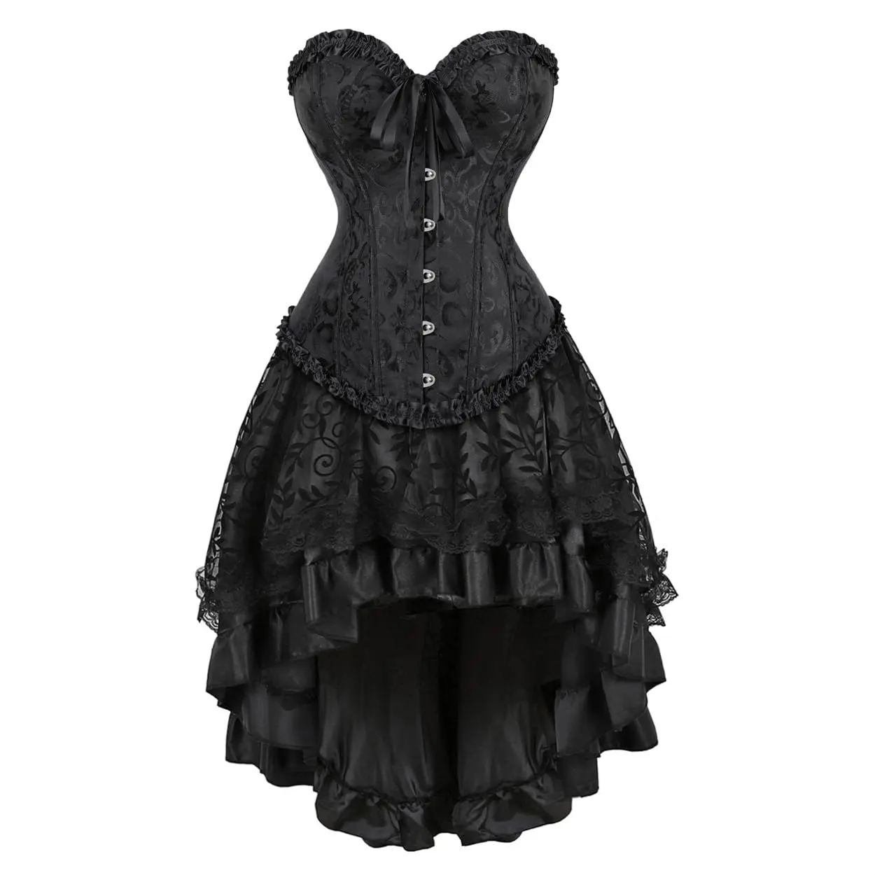 Steampunk Corset Dresses for Women Renaissance Corset Dress Ruffle Strapless Corset and Skirt Set Suit 819/7056
