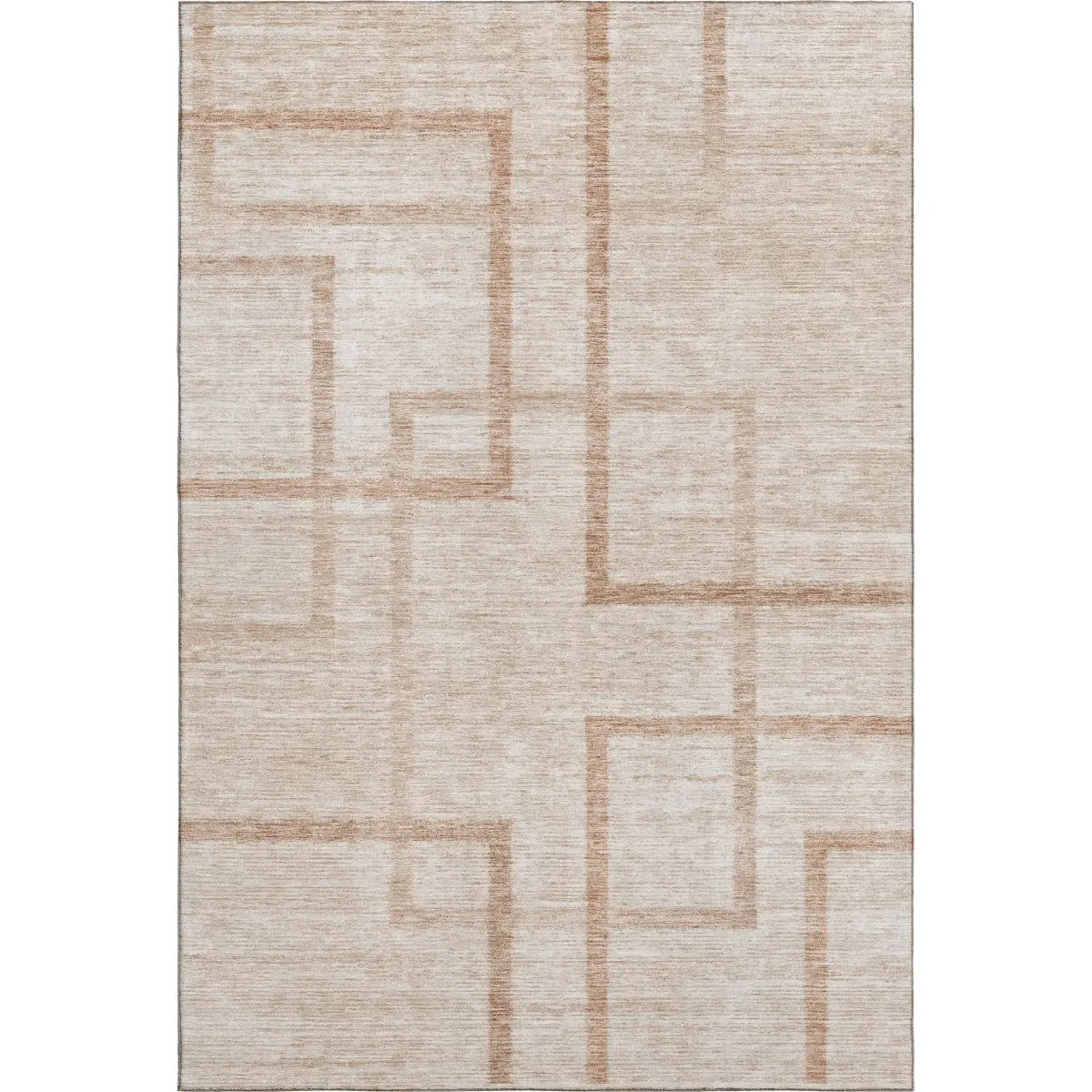 HomeRoots 666746 Rectangular Area Rug, 9x12 ft. Coral & Rust Geometric, Machine-Made, Washable with UV Protection, Rectangular Area Rugs