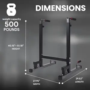 BalanceFrom Multi-Functional Home Gym Exercise Fitness Dip Stand Station with Adjustable Height, 500 Pound Capacity Does not apply