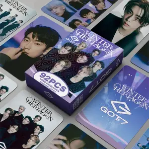 92Pcs Kpop GOT7 Idol New Album WINTERHEPTAGON Lomo Cards Jackson Jay B JinYoung Mark HD Printd Photocards And Sticker Fans Gift