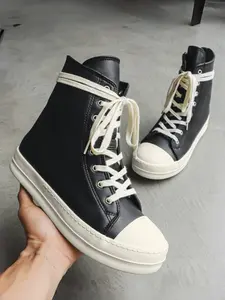 Fashionable High-Top Athletic Sneakers for Couples, Casual Classic Plain Design, Zipper and Laces, Comfortable Rubber Sole, All Seasons Wear