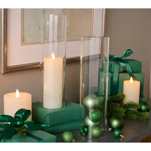 Set of 2 14" Glass Cylinder Hurricanes by Valerie Set of 2 14" Glass Cylinder Hurricanes by Valerie