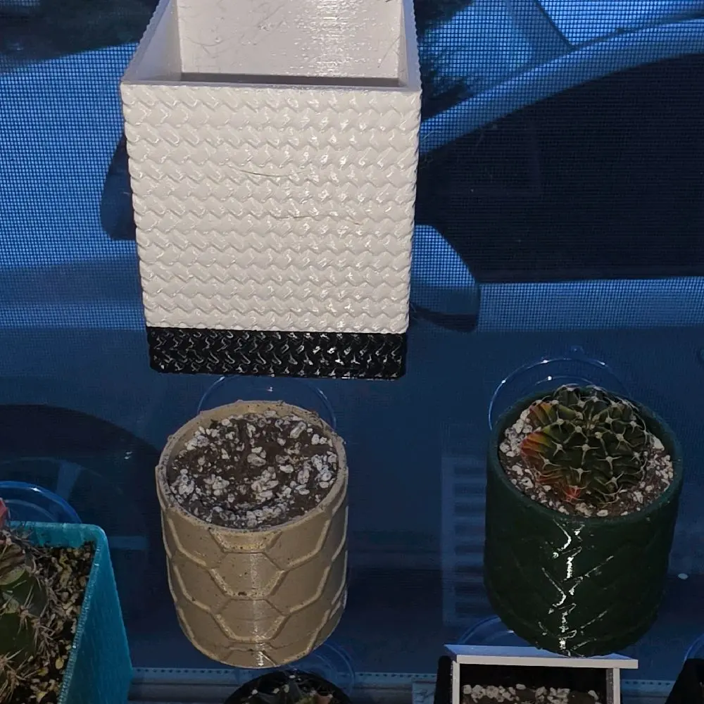 Window Suction Planter 2.5 Inch Cube, White with Black Base — PETG with Magnetic Drip Tray