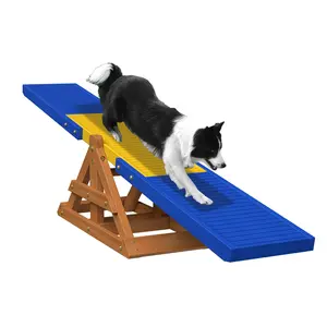 95" Wooden Dog Seesaw, Dogs Agility Course Backyard Set for Training and Exercise
