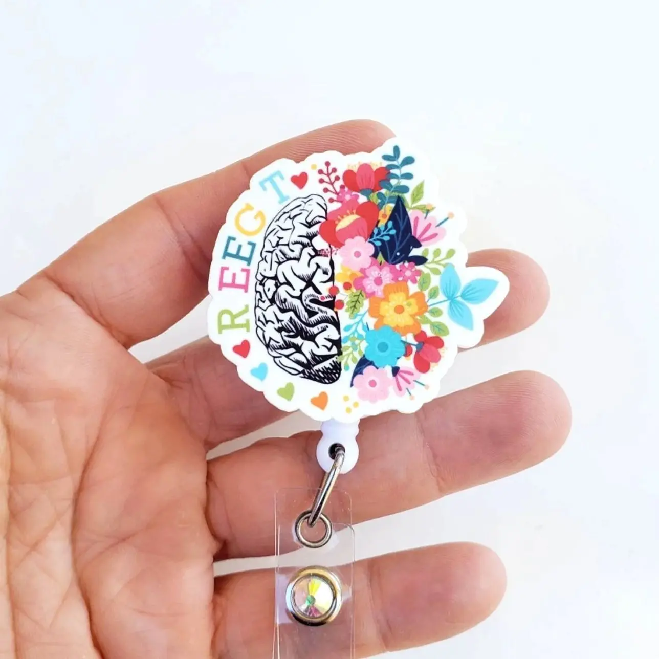 R EEG T Badge Reel, Registered EEG Technologist ID Holder, Neuro Tech Medical Badge 8BY