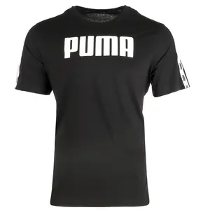 PUMA Mens Micro Tape Logo Crew Neck Short Sleeve Casual Tops Casual - Black
