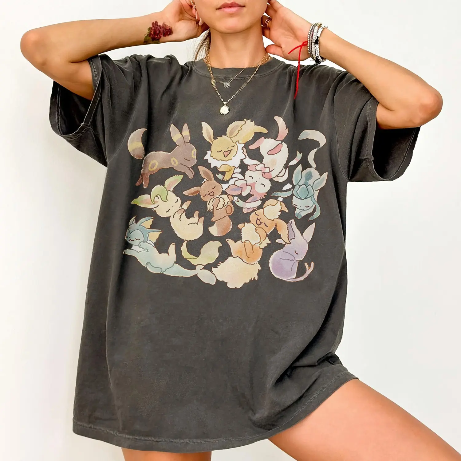 Comfort Colors Monster Evolution Shirt, Eeveelutions Anime Graphic Tee, Retro Pocket Monster Shirt, Anime Fan Gift