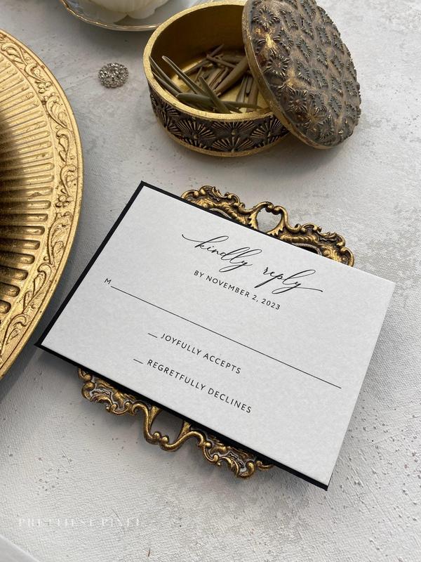 Black and White Letterpress Wedding Invitations | Black Invitations |  Style 1408