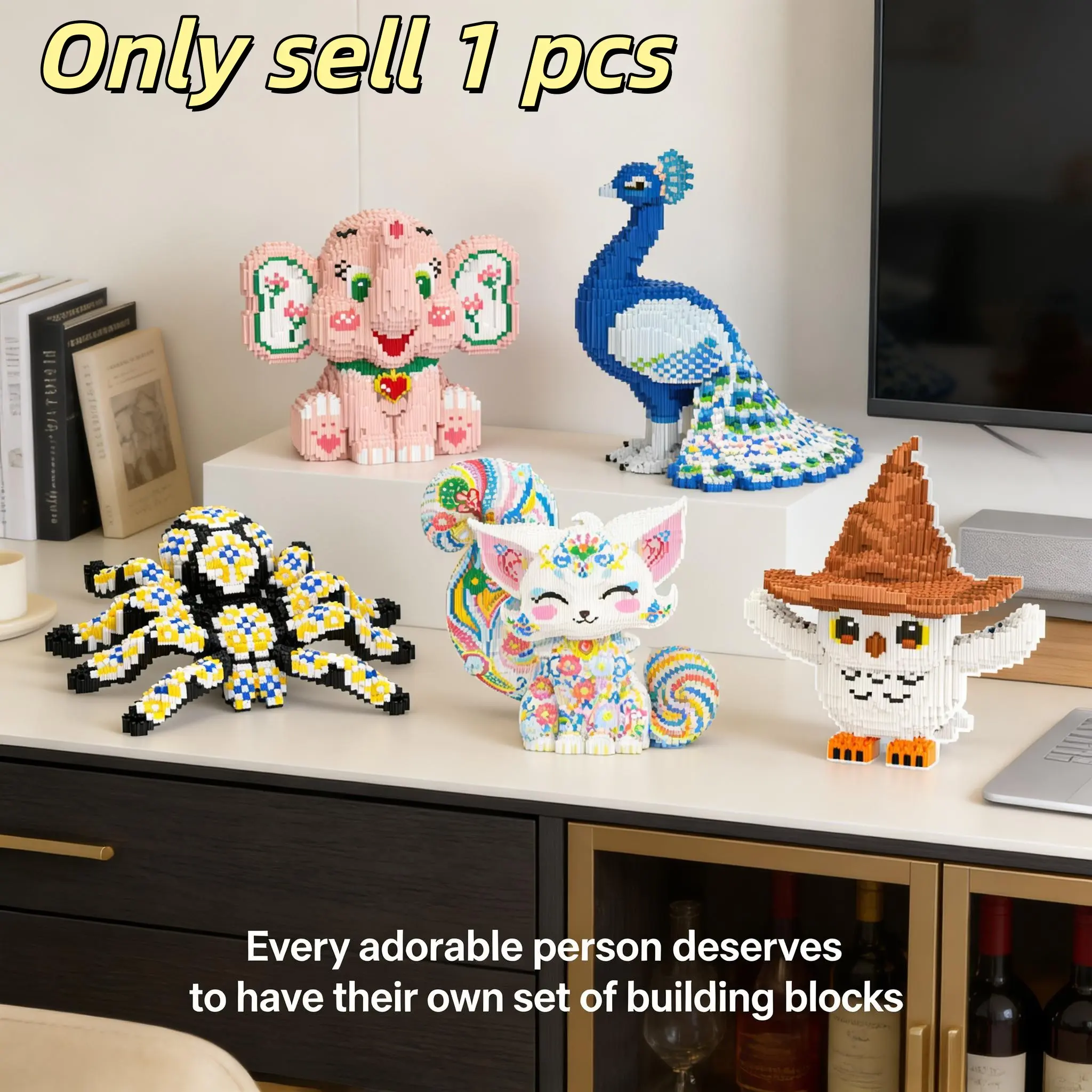 Multicolor Forest Animal 3D Puzzle Building Blocks, Animal Shape Puzzle, Creative Puzzle, Home Office Bookshelf Decor, Party Decoration, Ideal Gift for Thanksgiving Christmas