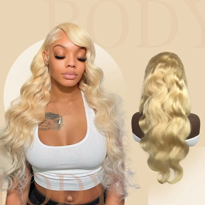 613 Blonde Body Wave HD Transparent 13x6 Lace Front Human Hair Wigs for Women Glueless Brazilian Lace Frontal PrePlucked Wig, Virgin Hair, Glueless Look
