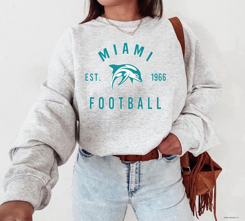 Miami Dolph Football Crewneck Sweatshirt / T-Shirt / Hoodie, Dolphin Sweatshirt, Hoodie,  Miami Football T-Shirt, Miami Fans Gift, Miami Sweater