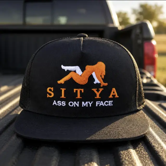 Embroidered Sitya As On My Face Hat, Funny Cap gift For Him, Cotton Mesh Back Breathable Snapback, Summer outdoor Cap