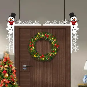 4 colorful Christmas snowman metal wall stickers for door corners decorative pieces Home Decor Ornament in the shape of hanging snowmen, designed to add a festive touch to bedrooms, living rooms, and kitchens. These are also great as gifts