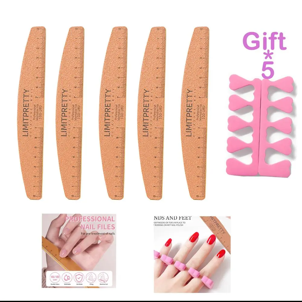 1/3/10pc Nail File Professional Half-Moon Nail Files Double Sided Emery Board (100/180 Grit) Washable Nail Files and Buffers