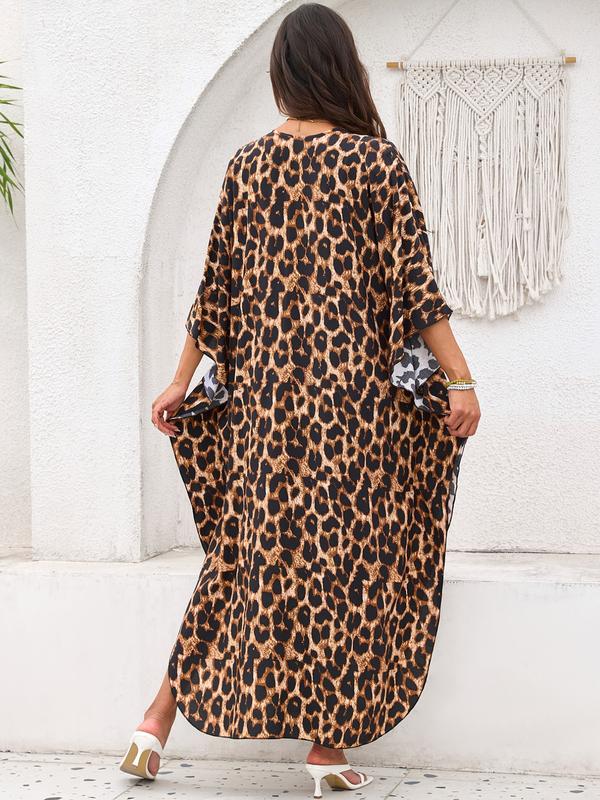 Women's Kaftan Dresses, Boho Casual Kaftan, Plus Size Bathing Suit Cover Up, V-Neck Batwing Design, Batwing Sleeve Kaftan, Loose Fit Moroccan Style, Mumu Dresses