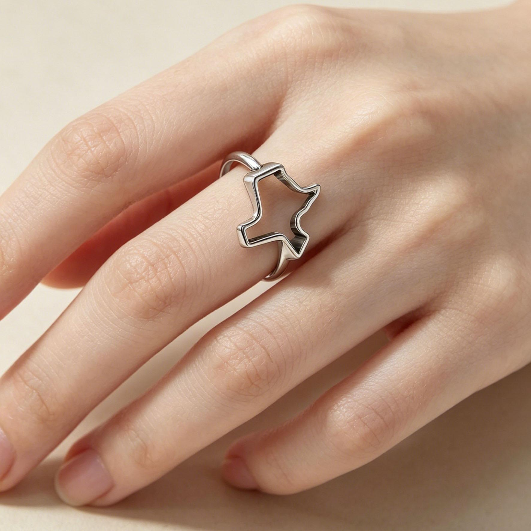 1PC Luxury Exquisite Texas Forged Silver Plated Ring, Distinctive Elegant Design Jewelry, Best Valentine Day Gift For Women, Size 6-10 Plain Color Ring Finger Rings