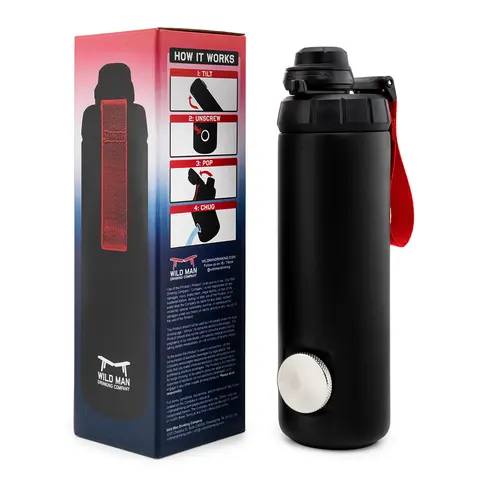 RIPTIDE: The Shotgun Bottle - First Ever Stainless Steel Water Bottle with Integrated Shotgun Hole - 24oz Leak Proof Bottle with Chug Cap