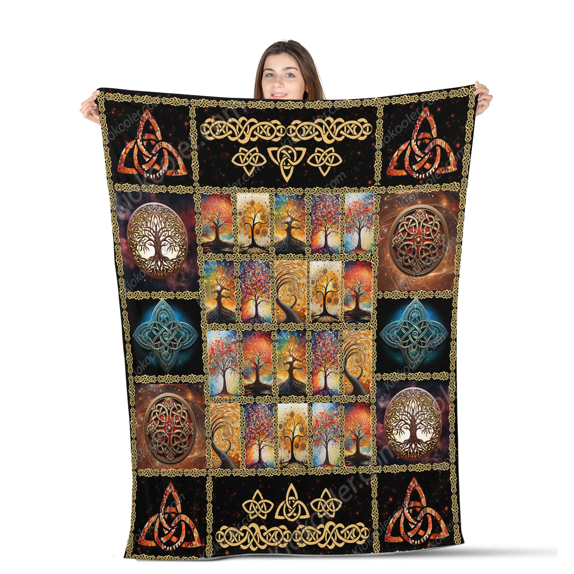 Celtic Blanket, Celtic Tree Celtic Pattern Of The Galaxy All Season Blanket, Celtic Decor, Gifts For Celtic Lovers, Sofa Throw Blanket Comfort Warmth Soft Blanket Fleece Blanket, Sherpa Blanket