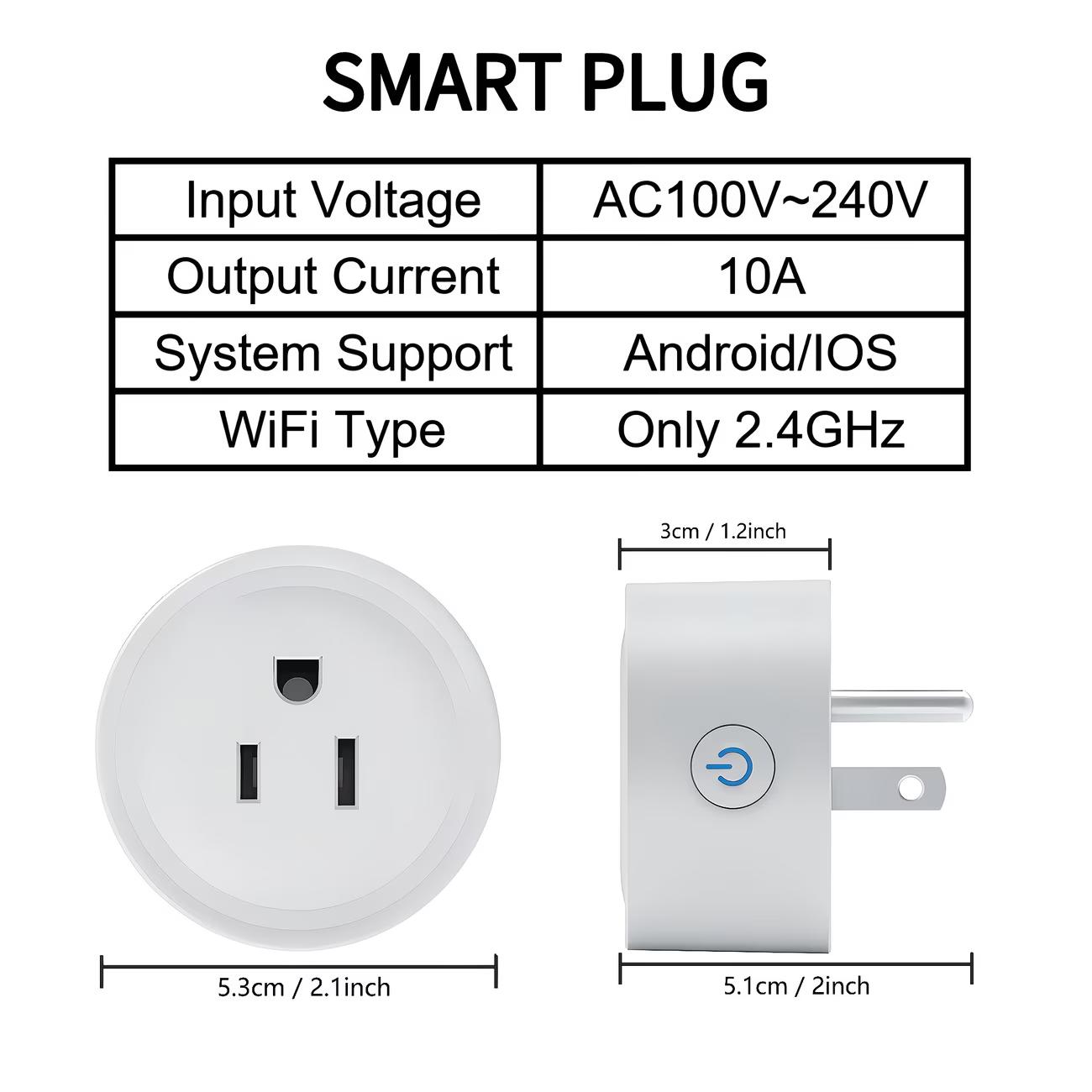 WiFi smart socket, power outlet with timer function and app control, multi-functional mini smart socket suitable for home and office, Alexa compatible.