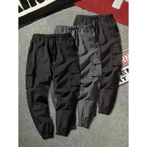 3-PackMen'sCargoPants-100%Polyester,DrawstringWaist,MultiplePocketsforCasualWearSlimFitMenswear(Raincoats)