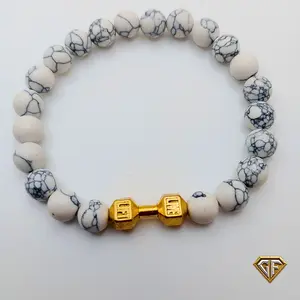 White Turquoise Barbell Bracelets | Fitness Bracelet | Dumbbell Bracelet | CrossFit Bracelet, Gym Goers Bracelet, Gym Bro, Gym Accessories