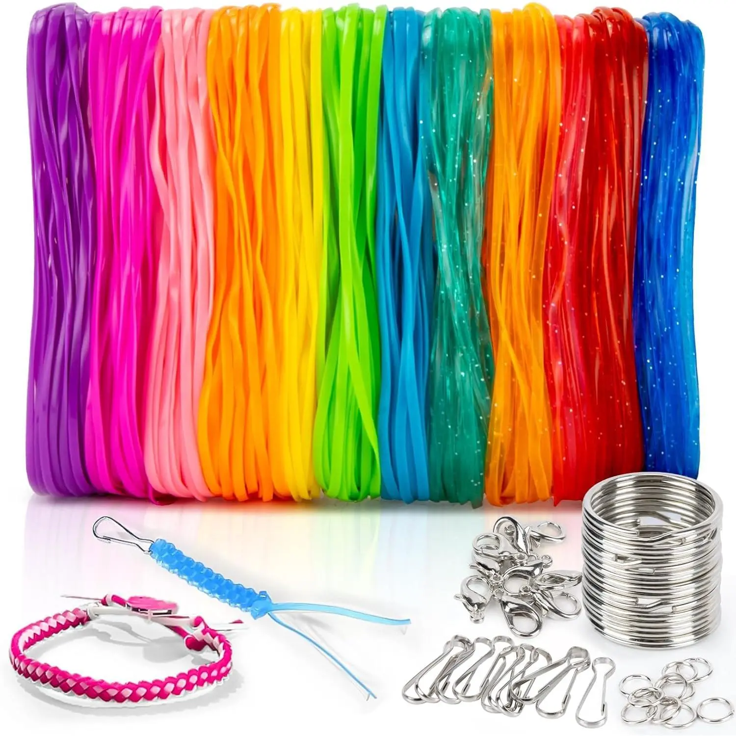 Plastic Lacing Cord Kit, 12-Color Lanyard String for Weaving Bracelets, Jewelry Making, and Keychain Crafts, 12 Colors, Lanyard String Kit, Craft Making, Keychain Craft Weaving