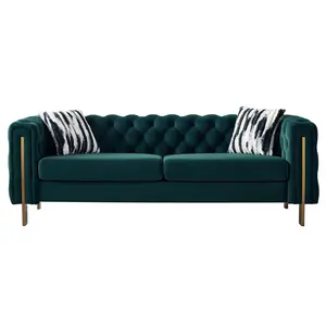 Chesterfield Modern Tufted Velvet Living Room Sofa, 84.25''W Couch,Green