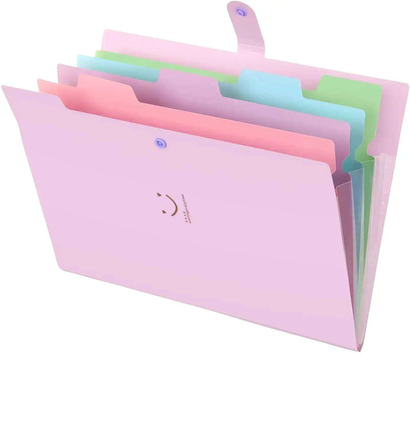 5 Pockets Expanding File Folder, File Folders, Cute Accordion File Organizer with Labels, Letter Size Folder for Documents, Portable Folders -Purple