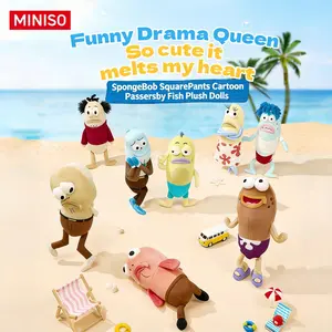 MINISO SpongeBob Official Licensed Random Fish Plush Series, Funny Weird Cute Stuffed Doll, Trendy Emotional Gift for Best Friends & Girls