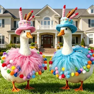 New Holiday Party Porch Goose Costume Set, 23-Inch Goose Birthday Hat Scarf Decoration Set, Home Decor, Festival Decor, Party Decor