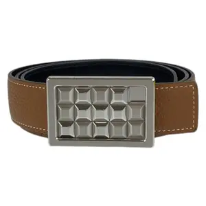 Pre-owned HERMÈS Calfskin Small Leather Goods Studs Buckle Togo Box Calf Belt 100