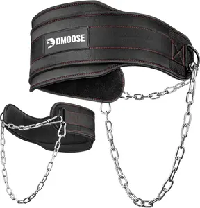 Dmoose Fitness Dip Belt for Weight Lifting, Pullup, Squats & Dips - 36" Robust Steel Chain, Comfortable Neoprene Padding Supports 350Lbs - Gym Weight Belt for Strength Training Workout & Weightlifting DMoose