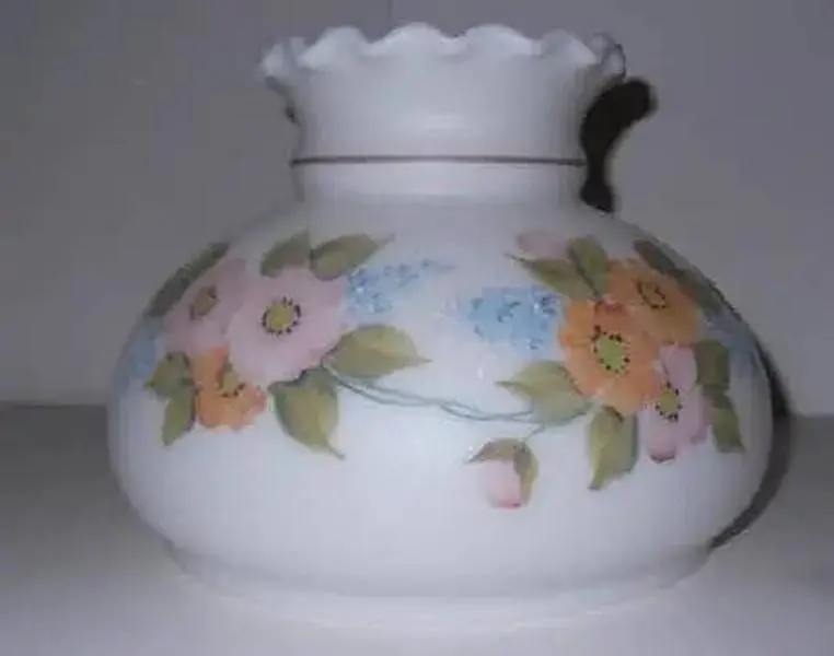 Peachy Pink Floral Student Lamp Shade | Satin Finish | Crimp Top | 7" Fitter | SKU 32054