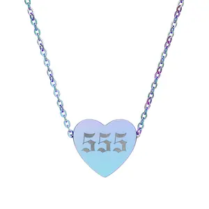 555 Angel Number Heart Necklace – Change & Transformation Necklace in 4 Luxe Finishes