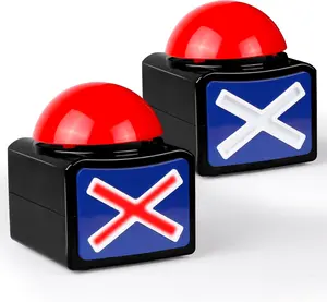 Party Game Buzzers with Sound, 2 Pack Buzzer Button with Lights, Game Show Buzzers for Family, Quiz Game Buttons Perfect for Game Night