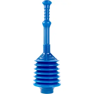 Professional Bellows Accordion Toilet Plunger, High  Thrust Removes Heavy Duty Clogs from Clogged Bathroom Toilets,  Purpose Power Plungers for Bathrooms, Cobalt