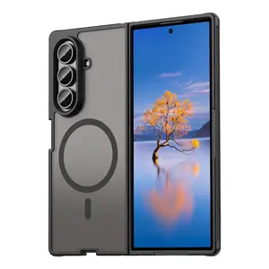 Matte Translucent Magnetic Case For Samsung Z Fold 7 Smartphone Z-Fold7 5G Lens Protect Wireless Charging Shockproof Cover Accessories